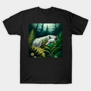 White wolf among the ferns T-Shirt
